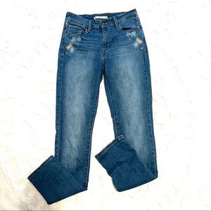 Floral embroidered Levi jeans